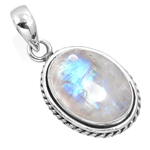 925 Silver Pendant For Women - Teens, White Real Rainbow Moonstone Gemstone Silver Pendant, June Birthstone Fashion Silver Pendant, Gift For Wedding, 925 Silver Jewelry With Gemstone