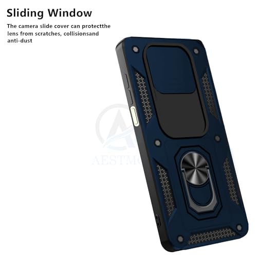 Image of AESTMO Tough Armor Compatible with Mi Redmi Note 10 Lite /Note 9 Pro /Pro Max /Poco M2 Pro Bumper Back Case Cover |Ring Holder & Sliding Camera Shield Cover |360 Degree Protection Back Case Cover (Blue)