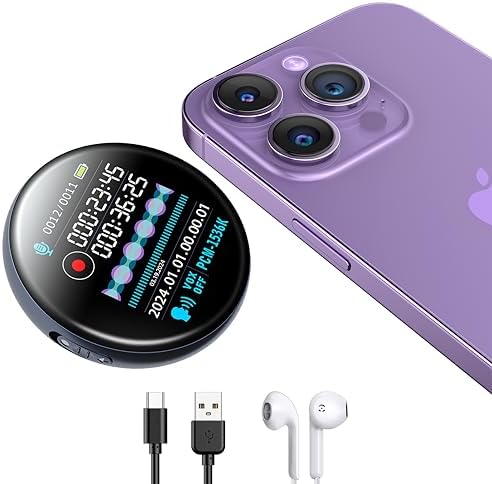 64GB Digital Voice Recorder,60 Hours Battery Time Voice Activated Recorder with Playback,768 Hours Digital Audio Recorder Portable Mini Recording Device for Lectures Meetings Daily Use,with Display