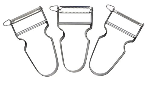 Peeler Set 3 Pack - Star, Julienne, and Tomi - Sharp Swiss Steel Blades with Ergonomic Non-Slip Stainless Steel Handles - by Bovado USA