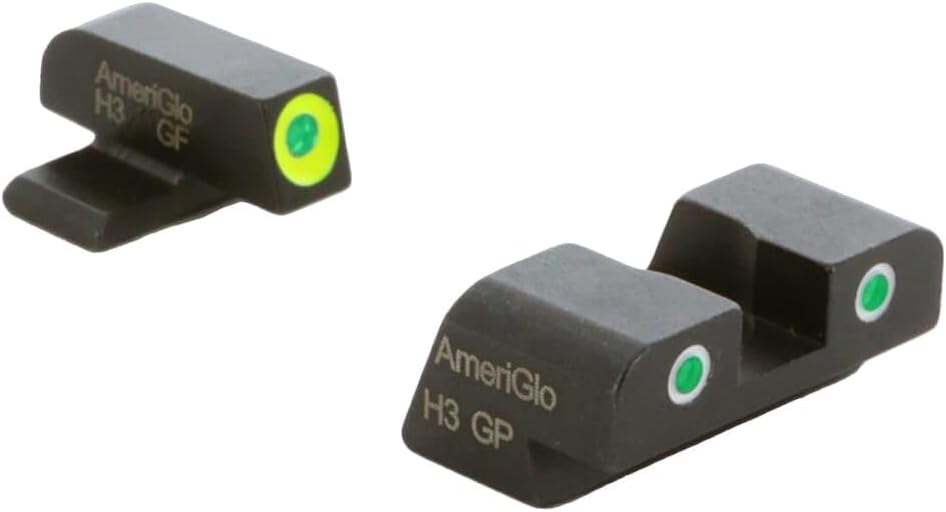 Ameriglo Spartan Tritium Night Sights for Sig, Green Tritium Front/Rear, LumiGreen/White Outline, 3-Dot, (#8 Front/Rear) (SG-743)
