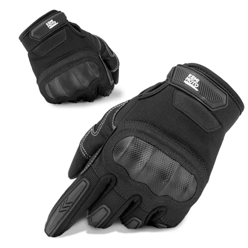 KEMIMOTO Guantes Tácticos de Moto y Militares Con Protector de Nudillos de Fibra de Carbono, Pantalla Táctil, Transpirables, Dedos Completos