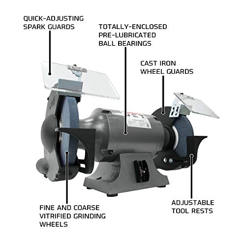 Jet Jbg-10B, 10-Inch Bench Grinder, 1725 Rpm, 1-1/2 Hp, 1Ph 115V (577103) #TOP1
