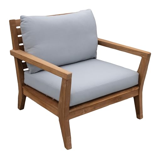 Image of Tommy Bahama Sunbrella Fabric 1-Piece Outdoor Knife Edge Deep Seat Lounge Chair Seat and Back Cushion Set, Bamboo Bay Cloud
