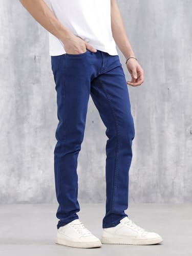 Image of WROGN Men's Cotton Stretch Jeans | Solid | Slim Fit | Mid Rise