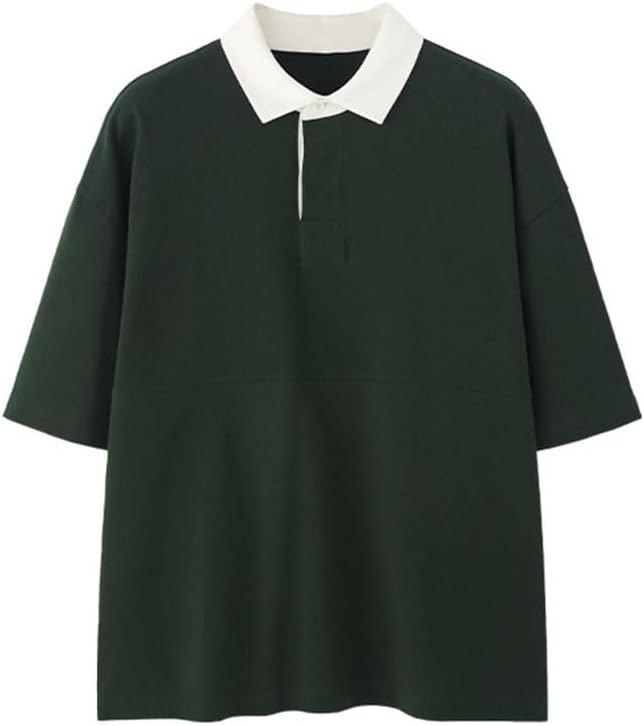 Outdoor Pullover Turret Collar Short Sleeves Casual Cotton Comfortable Vest Classic Business Sports Tops(Gray,Large)