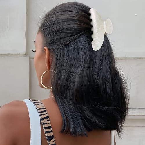 Pinza de cabello francesa blanca mediana para mujer miniatura 4
