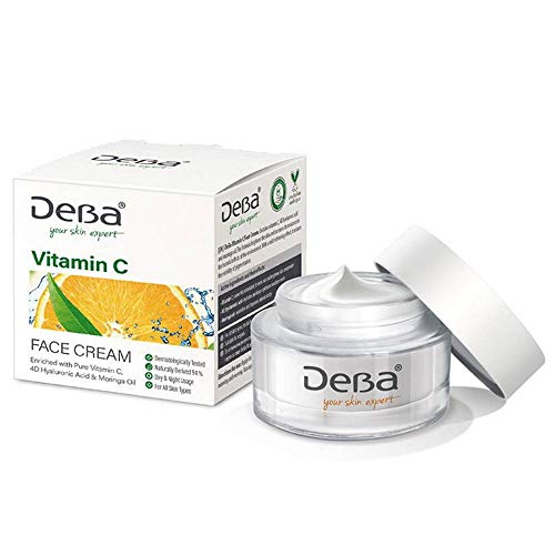 Crema facial con vitamina C pura, ácido hialurónico 4D y aceite de moringa. 1 x 50 ml