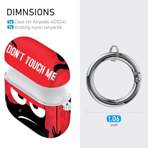 Image of for Apple Airpods 4th Generation Case Cover(2024),Don't Touch Me for Airpods 4 Cover with Keychain /Lanyard Soft Cute Shockproof Covers for Women Men Compatible AirPod 4 Case,Red