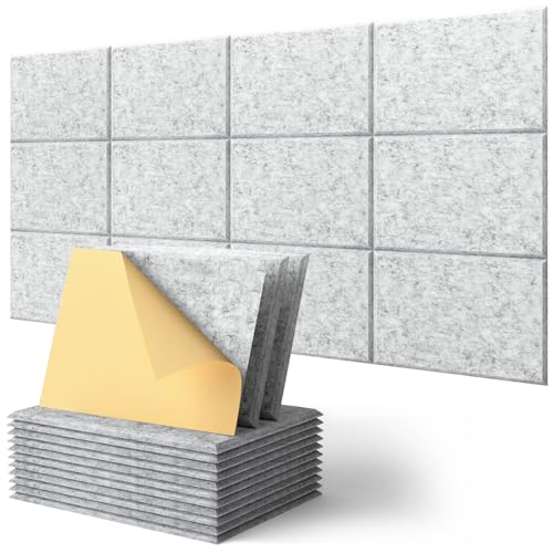 Akustikplatten Selbstklebend, Rechteck, Schalldämmung Wand, 12 Stück, Hohe Dichte Akustikpaneele, Schallschutz, Schallabsorber (30x40x0.9cm)