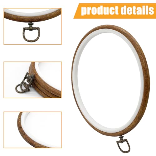 Image of Auvotuis 3Pcs 7.5 Inch Round Embroidery Hoops | Imitated Wood, Cross Stitch Hoop, Circle Display Frame, For DIY Christmas Ornament, Art Craft Sewing