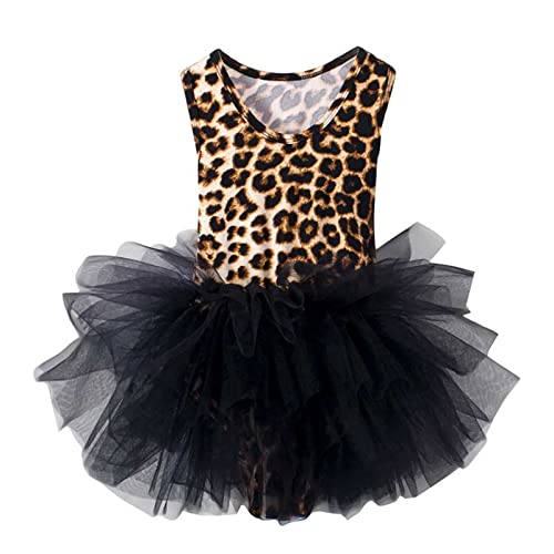 DKHSY Vestido de tutú de Ballet para niñas, Leotardo de Baile de Leopardo con Falda de tutú Negra para Disfraz de Fiesta de 2 a 6 años, niños pequeños Cover