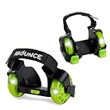 New-Bounce Heel Wheel Skates with Lights - Jet Wheelies for Shoes - Adjustable Roller Heel Skates for Kids - One Size Fits Most (Green)