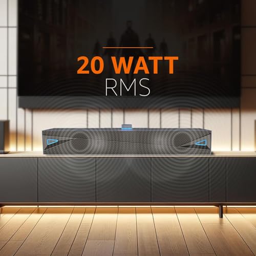 Image of amazon basics X20R 20W Bluetooth Soundbar with 2000mAh Battery | 2X Bass | Up to 9hrs of Playback | Bluetooth 5.3, Aux in, USB, Micro TF Card Connectivity (Blue)