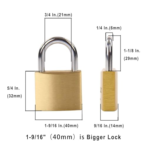 Image of SEPOX Solid Brass Padlock 40mm, Keyed Alike 48 Keys, Chamfered Edge, 36Pcs | For Gate, Gym Locker, Tool Box, Luggage, Heavy Duty, Anti-Rust Anti-Cut Shackle, Big Handle for Easy Grip, Weatherproof Body