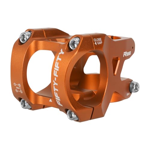 FIFTY-FIFTY Mountain Bike Stem for 35mm Handlebar Clamp 1-1/8 Steer Tube, Aluminum Alloy Short Handlebar Stem for All Mountain, MTB, Downhill, Freeride (35mm Diameter, Orange)