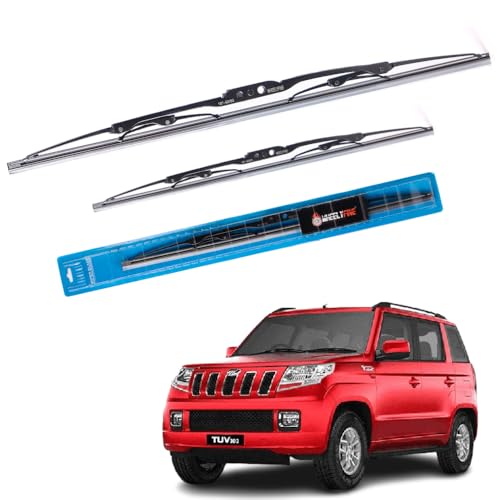 Image of Windshield Car Wiper Blades Metal Frame Water Repellant Cleaning Wiper Blades Refills Best for Mahindra Tuv 300 (2015 Onwards) Dr 20 inch /Pa 19 inch