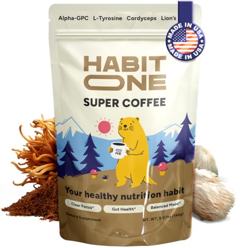 HabitONE Organic Instant Mushroom Coffee Arabica – Lion’s Mane, Cordyceps,