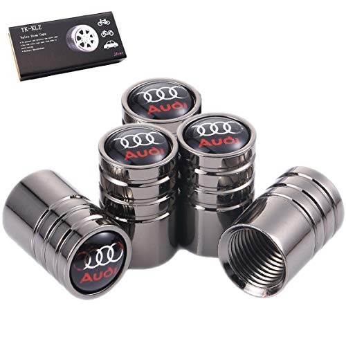 TK-KLZ 5Pcs Chrome Car Tire Valve Stem Caps for Audi S Line S3 S4 S5 S6 S7 S8 A1 A3 RS3 A4 A5 A6 A7 RS7 A8 Q3 Q5 Q7 R8 TT Car Styling Decoration Accessories