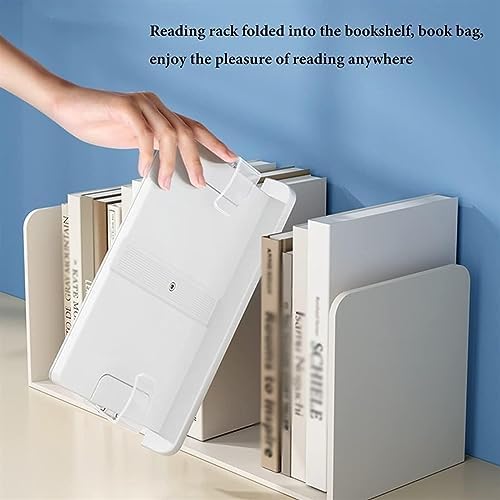 Book Stand Holder White Large Portable Adjustable Reading Textbook Recipe Stand with Paper Clips for Home Office Laptop Cookbook Desktop Documents Tablets (White) (White)