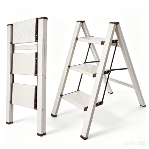 BIBKOKE 3 Step Stool Foldable for Adults Step Ladder Heavy Duty