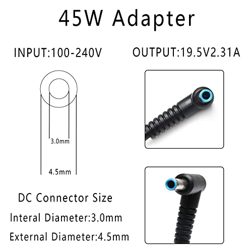 45W 19.5V 2.31A Ac Adapter Replacement Hp Laptop Charger Compatible For Hp Pavilion 11 13 15;Hp Elitebook Folio 1040 G1;Hp Touchsmart 11 13 15;Hp Stream 13 11 14 #TOP2