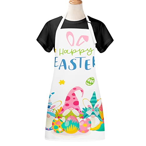 Happy Easter Apron For Women Men, Cute Gnome Apron With Adjustable Neck Strap For Adults, Waterproof Rabbit Ear Leaves Colorful Eggs Apron For Kitchen Cooking Baking Party, 27.6 X 31.5 Inches #TOP5