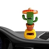 Dashboard Decorations - Solar Toys Cactus Shaking Head,Cactus Toy Figures Car Ornaments for Dashboard - for Kids Adults Driver RV Truck Sedan Auto Birthday Christmas Road Trip Travel