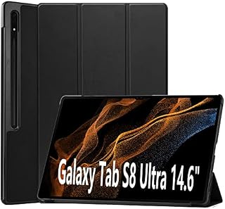 DOHUI Case for Samsung Galaxy Tab S8 Ultra 14.6 inch, Ultra Slim Lightweight PU Leather Magnetic Cover Case with Stand for Samsung Galaxy Tab S8 Ultra Tablet (Black)