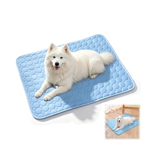 zoocco Dog Cooling Mat for Dogs & Cats, Self Cooling Pet Mat, Foldable Cooling Pad for Summer, Soft Breathable Crate Bed Mat for Indoor Outdoor, Sofa, Floor & Travel (Light Blue,X-Large)