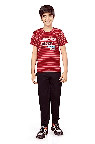 Image of Kids Night Suit for Boys - Cotton Set of Pyjama & T-Shirt Sleepwear - Lightweight & Comfortable Night Wear for Kids