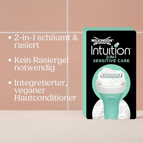 Wilkinson Sword - Intuition Sensitive Care für Frauen, Rasiergriff +6 Rasierklingen, Kein Rasiergel erforderlich