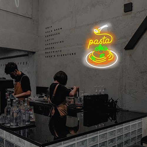 Image of Pasta Neon Signs for Wall Decor Neon Lights for Bedroom Led Business Signs Suitable for Italian Pasta Restaurant Noodle Unique Gift, Food Lovers Bedroom Restaurant Shop Party Decoration - 19 inchx14.5 inch