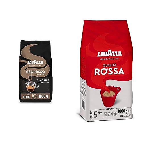 Image of Lavazza Espresso Italiano Arabica Medium Roast Coffee Beans, 1kg & Qualità Rossa, Coffee Beans, with Aromatic Notes of Chocolate and Dried Fruit
