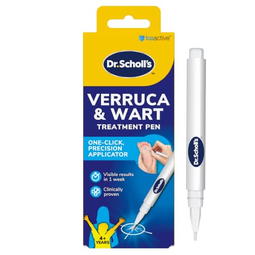 Dr. Scholls Verruca Treatment and Wart Remover Pen - Visible Results in 1 Week Precision Tip for Removal of Warts & Verrucas on Hands & Feet Suitable for Kids 4+ Easy Use 1-Click Applicator
