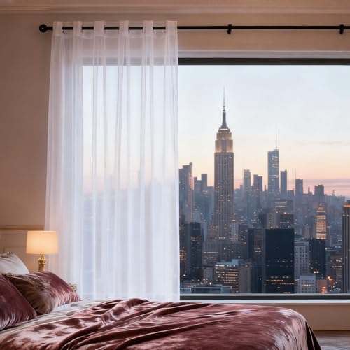 Cortinas visillos con ojales para ventanas pequeñas oscuras 2