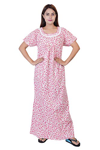 Image of Women's Cotton Block Print Knee Length Nighty