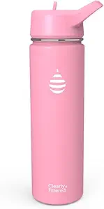 Clearly Filtered Water Bottle | Removes 220+ Contaminants, Double-Wall Insulated Stainless Steel, BPA/BPS Free, Phthalate Free, Filters Flouride Lead Chlorine (20oz, Bubble Gum)
