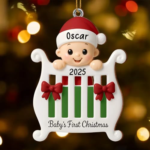 Personalized Baby Crib Ornament 2025 - Custom Name Keepsake for Newborns, Perfect First Christmas Gift - Image 4