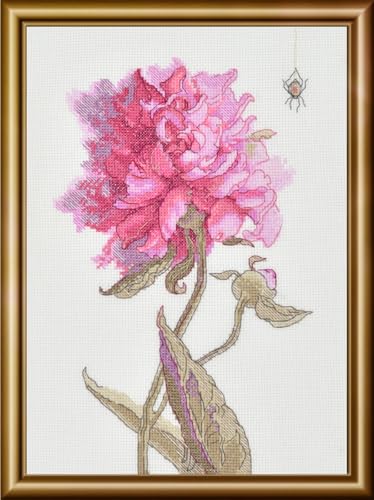 Image of Aine - Peonies. Grace A1008, Cross Stitch Kits 8 inchx11, Cross Stitch Kits for Beginners & Advanced, Crossstitching Kits Adult, Counted Cross Stitch Kits for Adults, Flowers Embroidery Kit