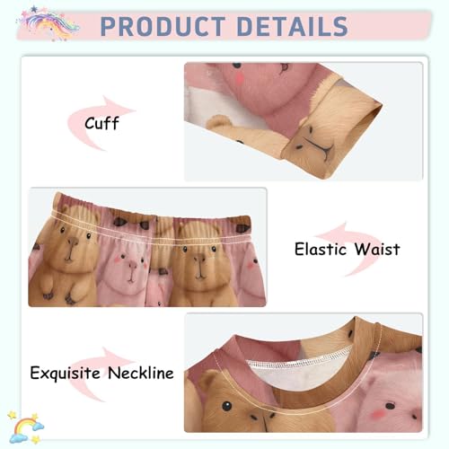 Pajama Sets Long Sleeve Cute Bears Pattern Print Soft Comfy Sleepwear 2 Piece PJS 3-8T4