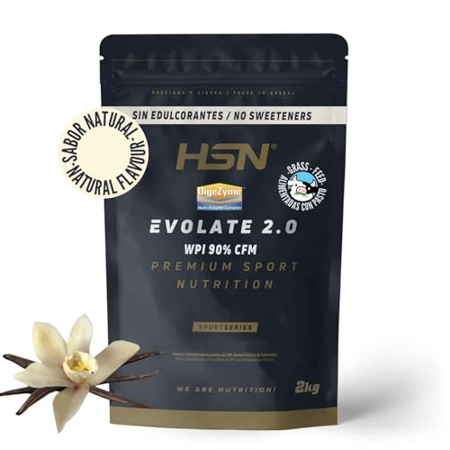 HSN Aislado de Proteína de Suero CFM Evolate 2.0 (Sin Edulcorantes) | Vainilla 2Kg | Whey Protein Isolate 90% + Enzimas DigeZyme® | No Incluye Dosificador | No-GMO, Vegetariano, Sin Gluten ni Soja