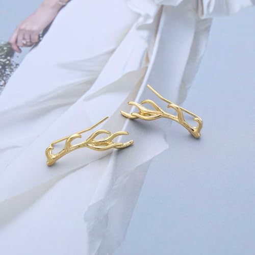 Inateannal Boho Geweih Ohrmanschette Ohrring Geweih Ohr Kletterer Ohrringe Gold Baumzweig Geweih Ohrmanschette Ohrringe Geweih Kletterer Krabbler Ohrringe Minimalistisch Geweih Ohrstecker Ohrringe