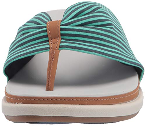 Clarks Women's Eliza June Slide Sandal, Navy/Green Canvas, 11 #TOP1
