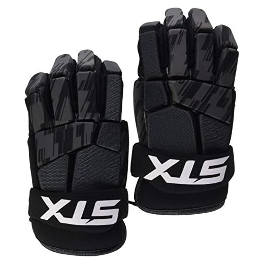 STX Lacrosse Stallion 75 Gloves, Black, Medium, Pair)