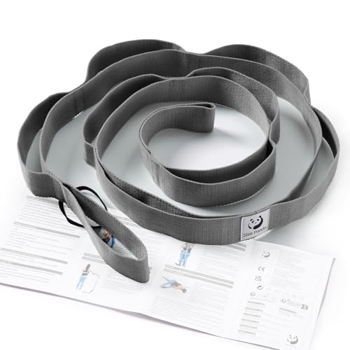 Slim Panda Yogagürtel Stretchband mit 10 Schlaufen nicht elastisch 180 cm Dehnungsband für Physiotherapie Yoga Dehnung Pilates Rehabilitation Flexibilität