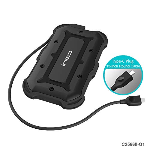 USB 3.1 Gen1 Type C to SATA Protecteur Boîtier Externe pour Disque Dur 2,5 Pouces - PeakLead SuperSpeed USB-C IPX6 Militaire Grade, imperméables à l'eau, HDD SSD Hard Drive Adaptateur, USB C câble