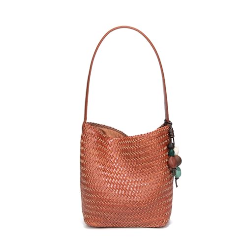 Image of Woven Leather Tote Bag For Women Crossbody Shoulder Bag Large Hobo Handbags Vegan Female Bag Vegetable Basket