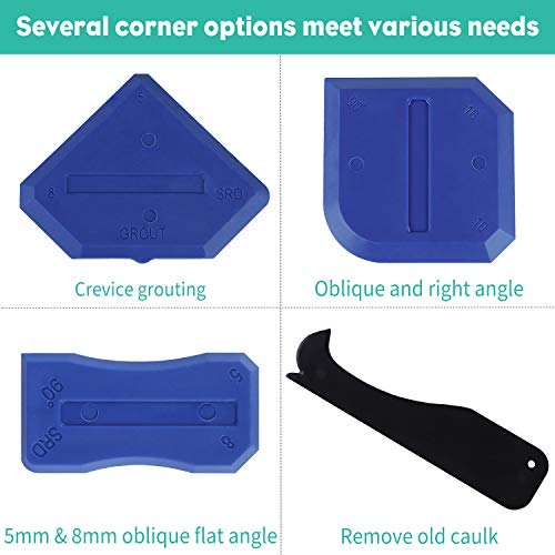 Vibit 4 Pack Caulking Tool Kit Silicone Sealant Finishing Tools & Caulk Remover for Kitchen Bathroom Window Shower and Sink Joint Sealing