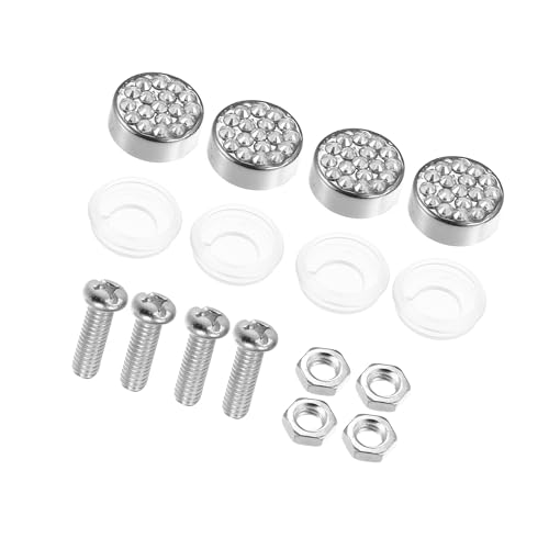 HOPESPANNER 1 Set Bling Car License Plate Fasteners Screws Caps Covers White Universal Rhinestone License Plate Bolt Cap Plastic Washer Replace Parts Vehicle Components